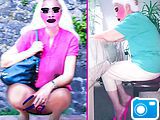 blonde Asian wife is showing off in public to attr…